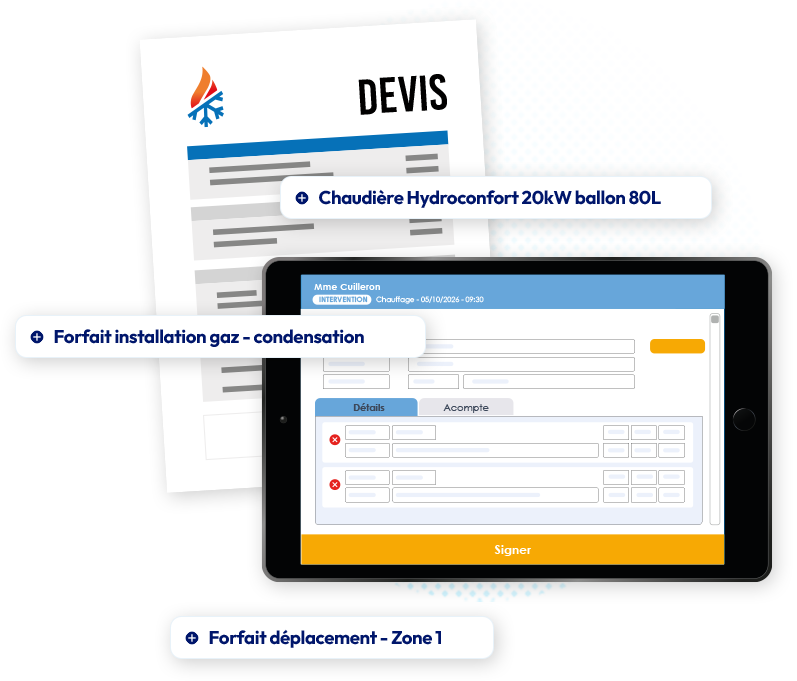 Gestion devis installation maintenance chauffage