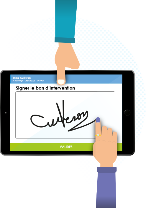 Signature bon intervention sur tablette