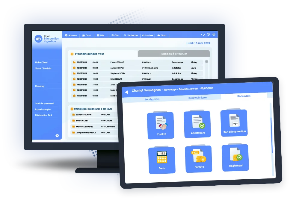 logiciel et appli tablette ramonage