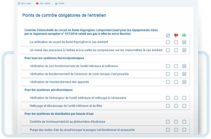 Attestation d’entretien d’équipements thermodynamiques