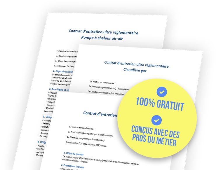Modèles de contrats d'entretien équipement chauffage et clim gratuits