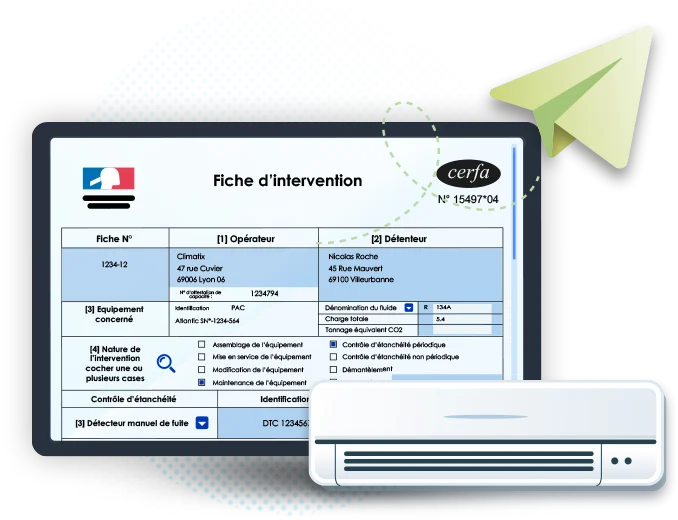 Fiche d'intervention climatisation sur tablette
