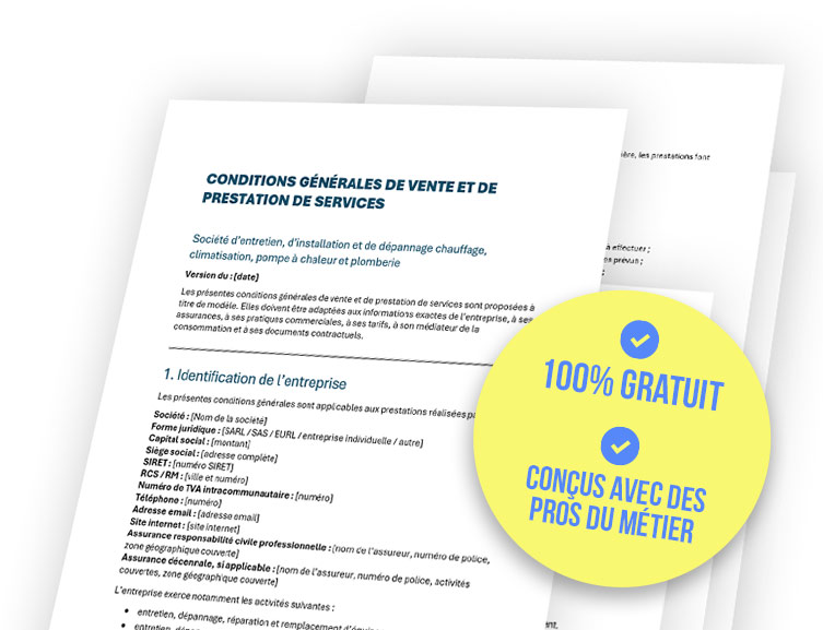 Modèles de condition Générales de Vente pour les chauffagistes