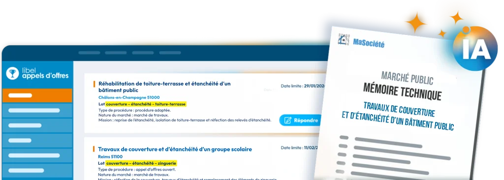 Appels d'offre de couverture et étanchéité toiture